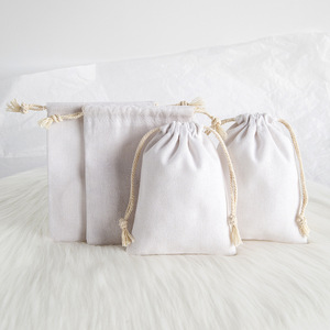 Cotton <b>Drawstring</b> Bags White Rectangular Jewelry Packaging 7x9cm 8x10cm 9x12cm 10x15cm 12x16cm 13x18cm 15x20cm Storage <b>Pouches</b> - Product Image 1