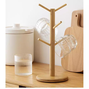 Porte-gobelets en bambou, égouttoir multi-niveaux, support de rangement créatif en bambou pour tasses, étagère de rangement simple. - Product Image 1