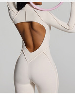 Ensemble Sportif Personnalisé en Nylon pour Femme, Combinaison de Fitness Gainante Une Pièce, Tenue de Yoga Dos Nu, Justaucorps Jumpsuit