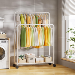 Customized Floor Standing Clothes Rack Durable Mobile Metal Clothes Drying Rack Multifunctional Clothing Dry Rack - Product Image 4