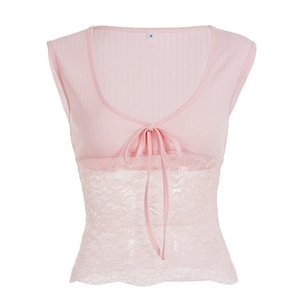 050 เสื้อแขนกุดคอวีลายลูกไม้แบบใหม่ - Product Image 5