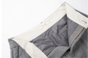 กางเกงขายาวทรงขาบานเอวสูงสีเทาเข้มสำหรับผู้หญิง ผ้าวูลผสม เหมาะสำหรับใส่ทำงาน กำลังขายดี - Product Image 5