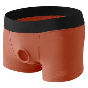 Caleçons boxers respirants en coton tricoté taille basse pour hommes, motif uni, avec dispositif de retardement, jouets sexuels portables, sous-vêtements unisexes respirants - Product Image 2