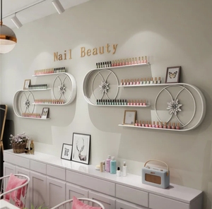 Decorative U-shaped <b>Wall</b>-mounted Nail Oil <b>Cabinet</b> Iron <b>Display</b> <b>Wall</b> Shelf Beauty Nail Shop - Product Image 3