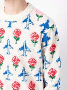 Pull Homme Pull Jacquard Motif Avion Fleur Pull Tricoté Manches Longues Col Rond Pull Coton Homme - Product Image 3