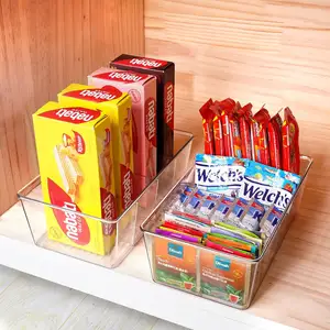 Caixas de armazenamento empilháveis para geladeira, caixas de plástico transparente com divisórias para armazenamento de alimentos, para câmaras frigoríficas