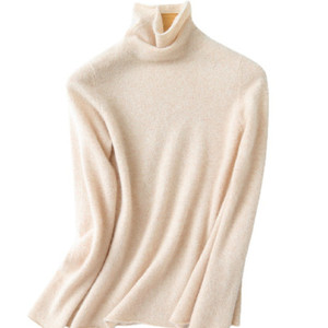 Женский кашемировый пуловер с воротником-хомутом и длинным рукавом - Product Image 1