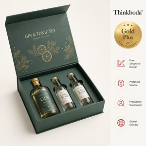 Boîte cadeau en carton rigide avec fermeture magnétique personnalisée en relief pour bouteilles de <span class=keywords><strong>gin</strong></span> <span class=keywords><strong>tonic</strong></span>, emballage de luxe recyclable, quadrichromie - Product Image 1