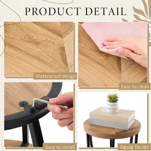 Hiện Đại Công Nghiệp 2-Tầng Vòng Tròn Gỗ Bàn Cà Phê Kệ Lưu Trữ 19.7 \ "Dia X 17.7 \" H Bằng Gỗ Giọng Cho Nhà Văn Phòng Cuộc Sống - Product Image 4