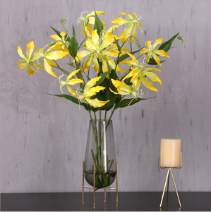 زهور العنكبوت الحمراء الاصطناعية بالجملة لتزيين طاولات المنزل، زهور العنكبوت الاصطناعية من الحرير - Product Image 4