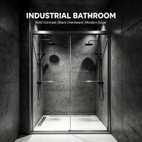 Portes de douche coulissantes de luxe minimalistes en verre et acier inoxydable pour séparation humide/sèche, idéales pour salle de bain et chambre à coucher - Vente en gros