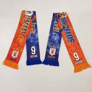 ผ้าพันคอแฟนฟุตบอลถักลายอะคริลิคผ้าแจ็คการ์ดสำหรับฤดูหนาวโลโก้ตามสั่งมีหลายสี - Product Image 5