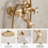 Ensemble de robinetterie de douche en laiton massif de style rétro français, avec pomme de douche grande pression, pour salle de bain à usage domestique, style mi-siècle