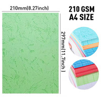 Papier marbré gaufré A4 multicolore 210 g/m² pour couverture de menu, solution d'approvisionnement unique avec 100 feuilles sous film rétractable