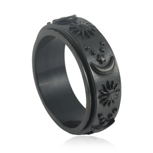 Men's Titanium Steel Rotating Sun <b>Moon</b> Stars <b>Ring</b> Geometric Design Gift Jewelry 24 - Product Image 5