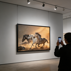 Peintures d'animaux imprimées, tableau mural décoratif Chevaux Dorés, papier peint mural, décoration murale marocaine, décoration de salon - Product Image 4