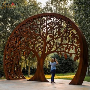 Décoration de jardin durable résistante aux intempéries et à la rouille à usage extérieur Sculpture en arbre corten abstrait artistique moderne personnalisée de grande taille - Product Image 2
