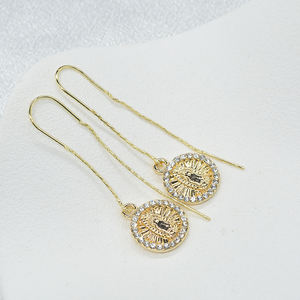 Recherche chaude: Boucles d'oreilles à pampilles religieuses en plaqué or 14 carats Guadalupe Zircon - Product Image 4