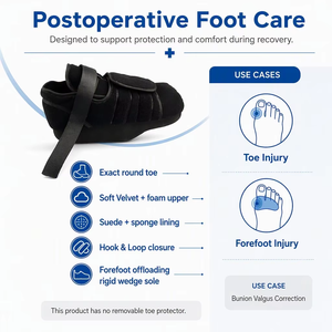 Chaussure de marche post-opératoire réglable à boucle auto-agrippante, doublure en velours suédé, semelle rigide compensée <span class=keywords><strong>pour</strong></span> blessure de l'avant-<span class=keywords><strong>pied</strong></span> et soins post-chirurgicaux du <span class=keywords><strong>pied</strong></span> - Product Image 5