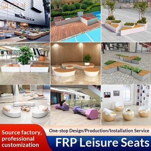 Fiberglass Commercial Outdoor Leisure Bench Modern Creative Display Long Bench with Pebble Design Guangdong Combination Seat - Product Image 5