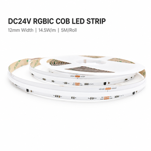 ไฟแถบ LED RGBIC COB DC24V ขนาด 12 มม. 14.5 วัตต์/เมตร ม้วน 5 เมตร ไฟแถบอัจฉริยะสำหรับแสงสว่างภายในอาคาร - Product Image 1