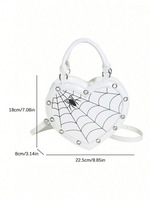 Sac à bandoulière en cuir PU en forme de cœur gothique avec toile d'araignée, design personnalisé, style unique, sac gothique pour Halloween
