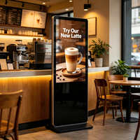 Pantalla Publicitaria LCD de 43/50/55 Pulgadas con Soporte de Pie, Táctil Infrarrojo, Android 11 y CMS Basado en la Nube para Cafeterías y Hoteles