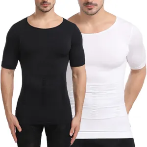 पुरुषों स्लिमिंग Shapewear बॉडी शेपर मॉडलिंग TShirt स्लिम बनियान वसा जलने पेट पेट संपीड़न छाती पेट कोर्सेट टी शर्ट