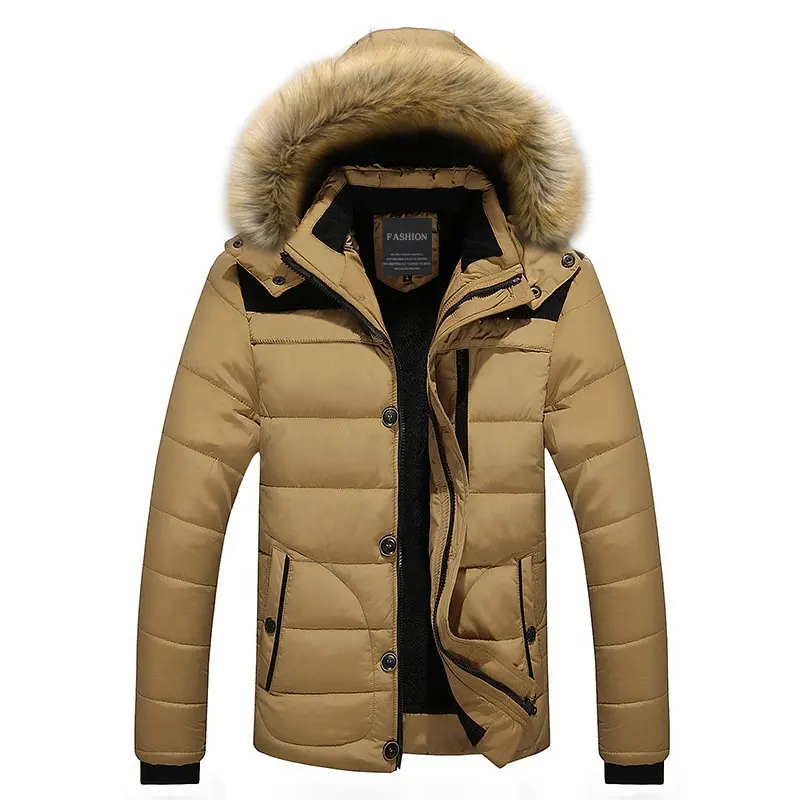 hot sale custom design quality men's raccoon fur collar removable hooded casual winter coat
