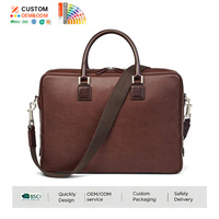 Sacoche pour ordinateur portable en cuir PU vintage, personnalisée, antichoc, durable, protectrice, sacoche portable pour ordinateur portable, sac de voyage pour ordinateur