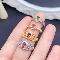 Factory Wholesale 925 Sterling Silver Candy Color Tourmaline Ring Minimalist Luxe Fine Jewelry Women Anniversary Gift