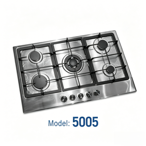 Cuisinière à gaz encastrable avec 5 brûleurs, support en fonte, flamme puissante, en acier inoxydable, conversion sans gaz - Product Image 1