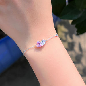 925 शुद्ध चांदी गुलाबी और सफेद सिंथेटिक जिरकोनिया दिल वाटरड्रॉप डिजाइन महिलाओं के लिए आकर्षक कंगन डिजाइन - Product Image 6