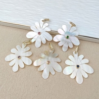 Bijoux fantaisie en pierres précieuses véritables, pendentifs en nacre sculptée en forme de fleur de coquillage blanc, sertis de zircon, collier DIY pour femmes