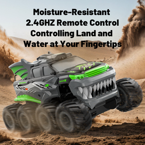 Vehículo Anfibio RC a Prueba de Golpes con Tracción en las 8 Ruedas - Auto Todoterreno Impermeable con Control Remoto de 2.4G y Alcance de 50m + Cargador USB para Terreno Rocoso - Product Image 1