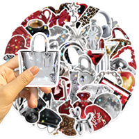 50 autocollants holographiques argentés de dessins animés, autocollants décoratifs en PVC imperméables pour ordinateur portable, guitare, bagages, pour adolescents et adultes, autocollants en vinyle