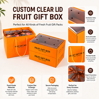 Boîte d'emballage en carton ondulé portable personnalisée pour fruits frais, boîte cadeau pour oranges, raisins, bleuets avec couvercle transparent