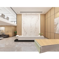 Panneau mural décoratif d'intérieur en bois plat en bambou pour bureau WPC