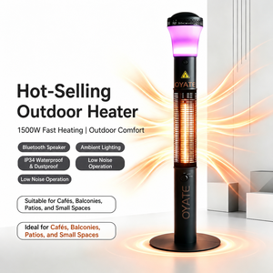Chauffe-<span class=keywords><strong>terrasse</strong></span> infrarouge extérieur, chauffage <span class=keywords><strong>électrique</strong></span> sur pied 1500W avec haut-parleur Bluetooth et lumière RGB pour jardin et <span class=keywords><strong>terrasse</strong></span> - Product Image 2