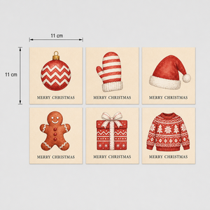 Ensemble de cartes de vœux de Noël avec 6 motifs, enveloppe en kraft, style aquarelle, cartes de fêtes traditionnelles - Product Image 3