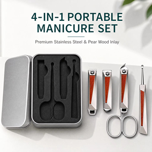 Set de Manicura y Pedicura de Acero Inoxidable, Kit de Cuidado de Uñas de 4 Piezas, Tijeras para Cutículas, Separador de Dedos - Product Image 1