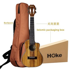 HOKE T1C/T1T 23/26 Inch Top Solid Hawaiian Koa Tenor Four-String <strong>Ukulele</strong> - Product Image 3
