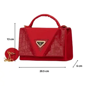 Fana Bolso Bandolera de PU Rojo Lourdes de Gran Capacidad, Bolso de Moda Minimalista Bohemio para Dama con Perlas, Portátil y Elegante - Product Image 4
