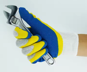 Bán chạy nhất yougain YG-L1004BU Chất lượng cao 10g Crinkle bông xây dựng găng tay Latex lớp phủ chống trượt tùy chỉnh - Product Image 6