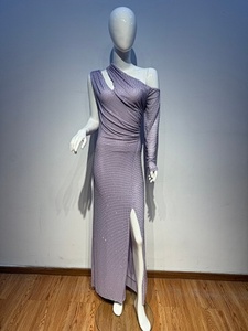 Gaun Pesta Lavender A11605 Satu Bahu Berpayet - Gaun Malam Formal Lengan Panjang Asimetris dengan Belahan Tinggi - Product Image 3