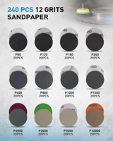 Kit de polissage pour perceuse 253 pièces, disques abrasifs humides et secs de 2 pouces, grains 80-10000, auto-agrippants, pour outil rotatif, restauration de phares, métal et bois