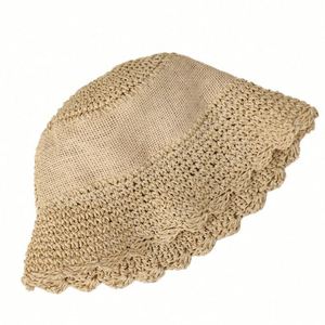 Sombrero de Paja Tejido a Mano de Alta Calidad para Mujer, Transpirable, con Protección Solar, Estilo Casual, Tipo Pescador, para Playa - Product Image 5