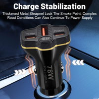 Stabiles Laden 78W Universal 3-Port Autoladegerät PD 30W QC3.0 12V 32V Typ-C USB-A Schnellladegerät für Auto LKW SUV