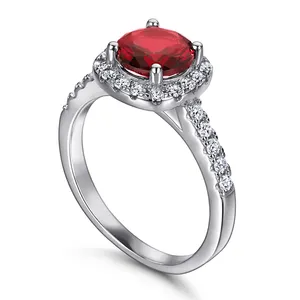 Perhiasan Fashion Wanita 18K Lapis Emas Batu Permata Berlian Set Cincin Pernikahan Pertunangan Set 925 Perhiasan Perak Murni