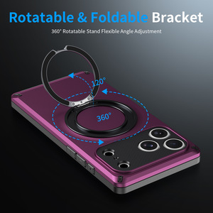 Funda Magnética de Precisión 2 en 1 para Cámara, TPU+PC, con Rotación de 360° °   Soporte de Anillo Giratorio con Protección Total a Prueba de Golpes para iPhone 18 17 16 Pro Max - Product Image 4